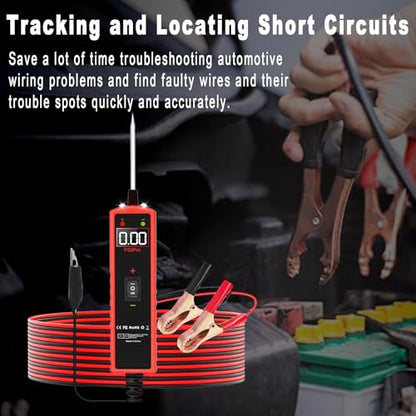 Power Circuit Probe Tester 6V-30V DC Test Light Car Fuse Tester Tool Short Circuit Located Auto Electrical Tester Kit Component Polarity Identify with Overload Protection,P55 Pro Test Probe.
