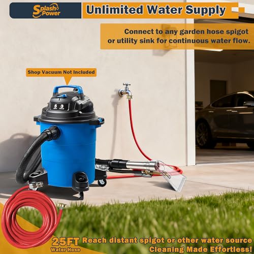 Shop Vac Extractor Attachment Kit for Wet/Dry Vacuum, Universal Hose Adapter for Carpet Upholstery Cleaning & Auto Detailing - size: Small A with Spray Nozzle and Water Hose