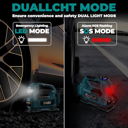 Cordless Tire Inflator Air Compressor Compatible with Makita 18V Battery,160PSI Portable LED Light Handheld Pump with Digital Pressure Gauge Cars Motorcycles Bikes Balls(Battery Not Included)