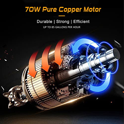 12V Fuel Transfer Pump Set, Moves Up to 85 Gallons Of Gas or Diesel Per Hour with Upgraded Carrying Case & Pulley Lead Pipe, for Vehicles, Boats, Equipment, Gasoline, Diesel (70W Boost Kit) - color: 85Gal/hr