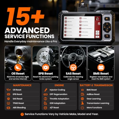 ANCEL FX6100 Bidirectional Scan Tool, Full System Scanner with 15+ Reset | Diagnostic Scanner with Brake-pad/Battery/ABS/TPMS/Steering Angle/Injector Coding, CAN FD & FCA AutoAuth Lifetime Free Update