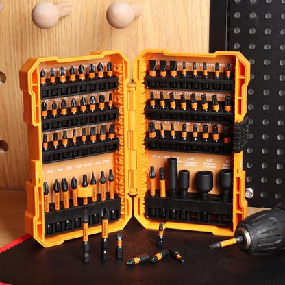 MulWark 63-Piece Impact Driver Bit Set, Impact Rated S2 Steel Impact Bit Set with Color-Coded Torx Bit and Magnetizer, Professional Tool Kit for Impact Drivers, DIY, and Construction - style: 63PC screwdriver bit set