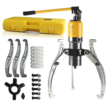 Hydraulic Gear Puller Kit 20 Ton Hydraulic Capacity Puller 2 or 3 Jaws Bearing Pulling Hub Separator Hydraulic Puller Separator Tool Kit Set for Drawing Machine Pulling Hubs Gears Flanges