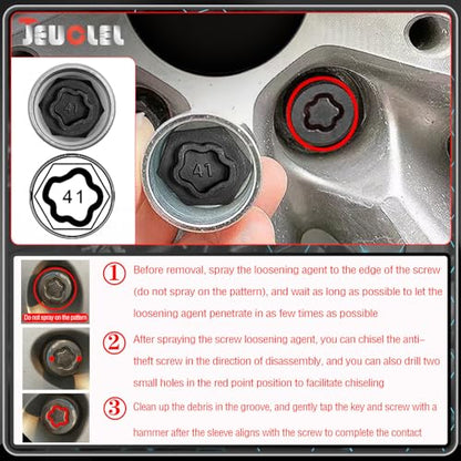 21PCS Wheel Locking Nut Key Kit Compatible with BMW Series | Wheel Lock Nut Socket Adapter Set, Anti-Theft Lug Removal Tool, Anti-Theft Screw Remover, Repair Tool, Tyre Fitting, garage - color: 21pcs 041-060 Scoket Set