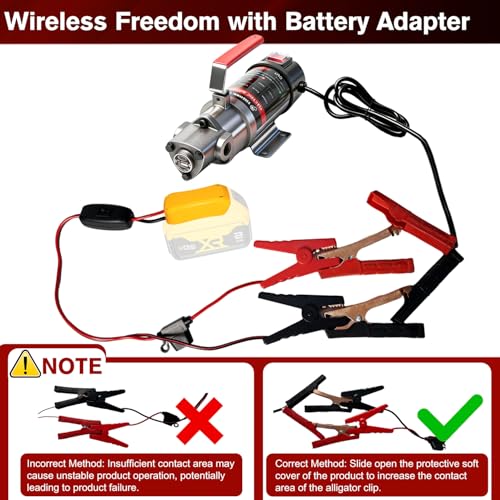 Engine Oil Transfer Pump, Electric Oil Pump with Battery Adapter for Dewalt 20V Batteries, 3.2GPM High Flow Fluid Transfer Pump, Oil Change Pump Extractor for Engine Oil, Gear Oil - color: with Hose+D Adapter