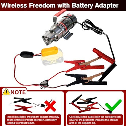 Engine Oil Transfer Pump, Electric Oil Pump with Battery Adapter for Dewalt 20V Batteries, 3.2GPM High Flow Fluid Transfer Pump, Oil Change Pump Extractor for Engine Oil, Gear Oil - color: with Hose+D Adapter