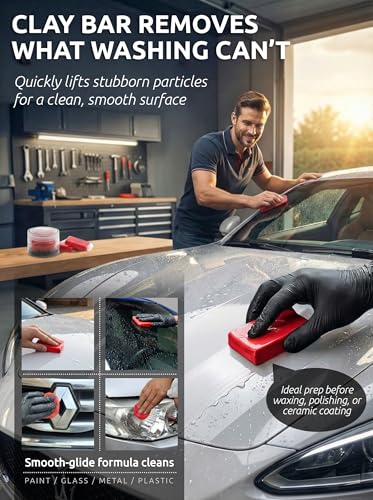 TAKAVU Car Clay Bar, 2 Pack 100g, Medium Grade for Auto Detailing (Red) | Removes Dirt, Brake Dust, Tree Sap & Overspray, Safe on Paint, Glass & Wheels, Restores Smooth Finish - color: Red