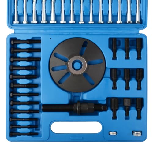 DAYUAN Harmonic Balancer Puller Removal & Installation Tool Kit | Flywheel & Crankshaft Pulley Removal, Steering Wheel Pulling, Metric & SAE Bolts，Heavy-Duty Steel