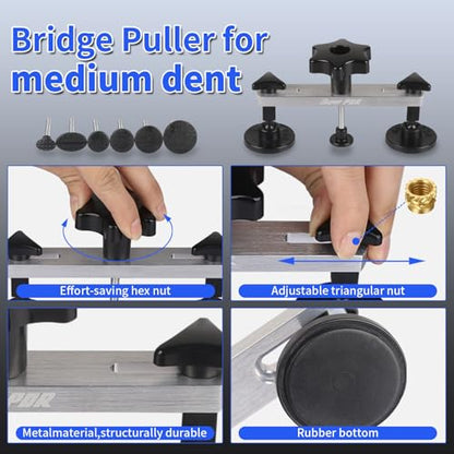 Super PDR Car Dent Repair Kit – Paintless Dent Puller Tool Set with 2 in 1 Slide Hammer, Glue Gun & New GlueTabs – No Paint Damage DIY Dent Remover for Door Dings, Hail, Hood & Fender Dents