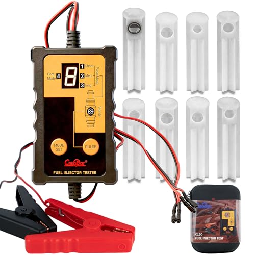 Creator Fuel Injector Testing and Cleaning Tool Kit, 8 Pulse Modes, 4-Wire Dual-Channel Simultaneous Testing, 8 Adapter Sizes, 12V/5V Output for DIY Auto Repair