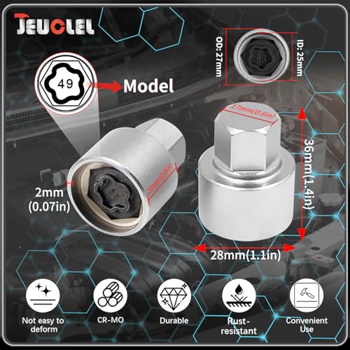 049 Wheel Locking Nut Key Compatible with BMW Series, (Socket OD 27mm - ID 25mm), Wheel Lock Nut Socket Adapter, Wheel Anti-Theft Lug Nut Removal Tool, Anti-Theft Screw Remover - color: Socket 049