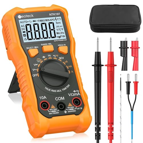Neoteck 2000 Counts Digital Multimeter with NCV, AC/DC Voltage Current | CAT III 600V with Resistance Capacitance Live Wire Frequency Temperature Duty Cycle Continuity Diode for Student Lab-Orange - color: Orange, size: 2000Counts(AC/DC 600V)