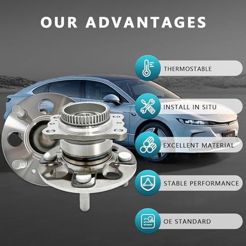 512483 Rear Wheel Bearing Hub Assembly for 2012-2017 Hyundai Accent, Kia Rio FWD, 52750-0U000 (2PCS) - size: 512483