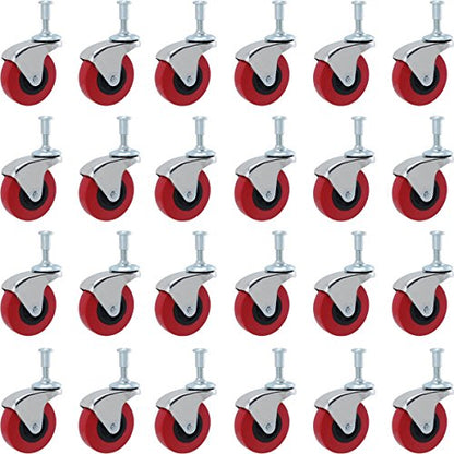 24 Pack Heavy-Duty 2" LOW PROFILE Swivel Caster Wheel for Creeper Service Cart Stool Post Mount - size: 24 Pack
