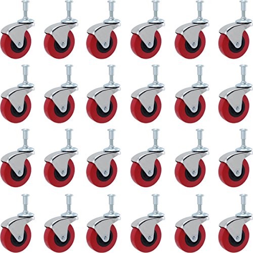 24 Pack Heavy-Duty 2" LOW PROFILE Swivel Caster Wheel for Creeper Service Cart Stool Post Mount - size: 24 Pack