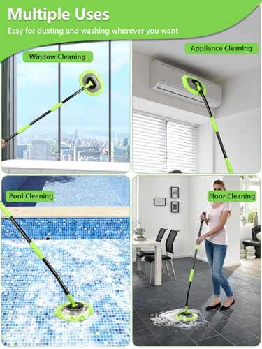 Curved Car Wash Brush Mop 47" with Long Handle Sturdy Metal Pole 3 Grip Points Washing Wand Auto Cleaning Tool Kit Scratch-Free Chenille Microfiber Soft Duster for Cars RV SUV Truck Caravan Van Window