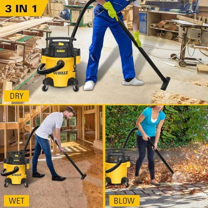DEWALT DXV05P 5 Gallon Poly Wet/Dry Vac, 4 Peak HP Shop Vacuums with Attachments, Powerful Suction, 1-7/8" Hose, DXV05P, Yellow - size: 5 Gallon