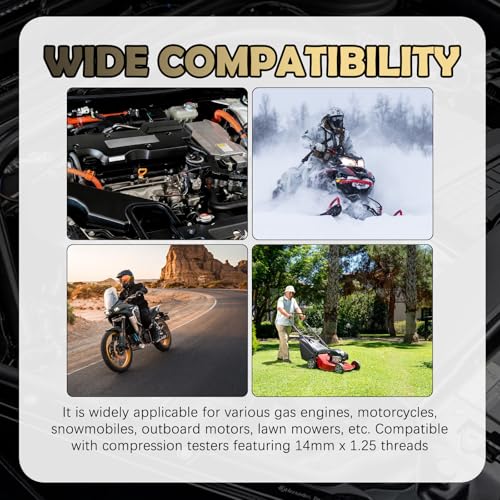 4PCS Compression Tester Automotive Adapter,10mm*1.0/12mm*1.25/18mm*1.5/16mm*1.5 Cylinder Compression Tester Adapter,Versatile Spark Plug Testers Adaper for Gas Engine/Motorcycle