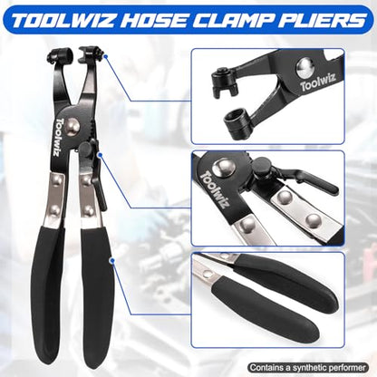 Toolwiz 100Pcs 6-25mm Spring Band Hose Clamps Assortment with Clamp Plier | Swivel Radiator Hose Clamp Pliers, Constant Tension Hose Clamp for Fuel Line, Silicone Vacuum Hose, Air Tube, Water Pipe - style: 100Pcs Spring Clamps with Plier