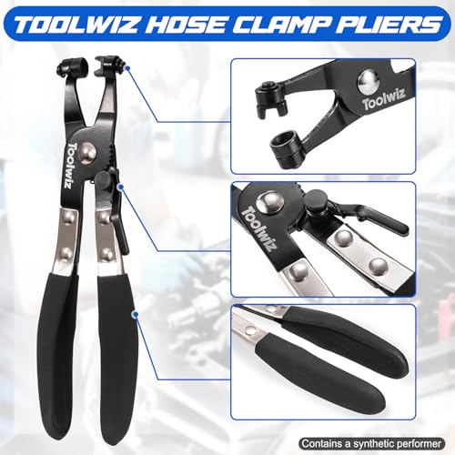 Toolwiz 120Pcs 6-25mm Spring Band Hose Clamps Assortment with Clamp Plier | Radiator Swivel Hose Clamp Pliers, Constant Tension Hose Clamp for Fuel Line, Silicone Vacuum Hose, Air Tube, Water Pipe - style: 120Pcs Spring Clamps with Plier