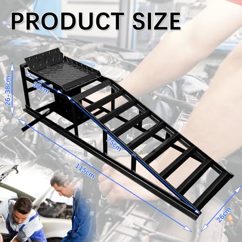 Hydraulic Car Ramps Heavy Duty 2 Pack, 11000LB/5-Ton Low Profile Auto Car Truck Service Ramps with Hydraulic Lift for Maintenance, Oil Change(Black)