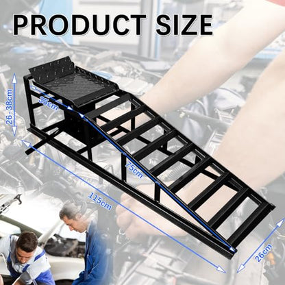 Hydraulic Car Ramps Heavy Duty 2 Pack, 11000LB/5-Ton Low Profile Auto Car Truck Service Ramps with Hydraulic Lift for Maintenance, Oil Change(Black)
