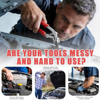 Car Clip Pliers, 4-in-1 Car Trim Removal Tool Kit with Clip Removal Pliers, 8in & 12in Fastener Tools, 20 Pcs Automotive Clips, 17-4 Stainless Steel, for Door Panel, Bumper, Fender Fastener Removal