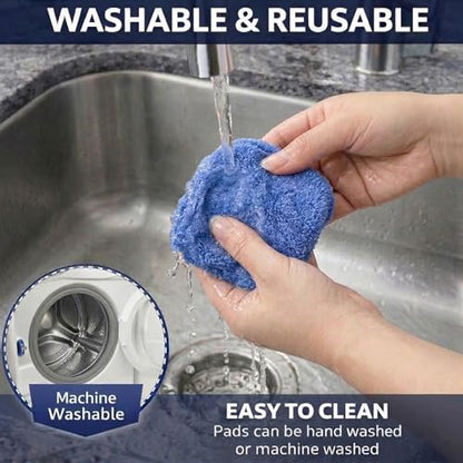 2-Pack Windshield Cleaner Tool, Extendable Handle Auto Detailing Kit with 8 Washable Microfiber Pads & Spray Bottle, Professional Home & Car Window Glass Duster, 180° Swivel Head