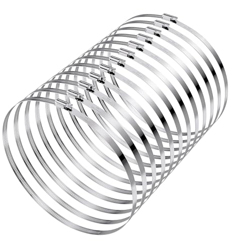 12Pack 10 inch Hose Clamps,Stainless Steel Large Hose Clamp Adjustable from 9-1/4"-10"/235-254mm,Metal Worm Gear Duct Clamp for Dryer Vent Hose,Fuel Line,Plumbing,Automotive,Exhaust,Radiator,Garden - size: 10 inch (9-1/4" - 10")