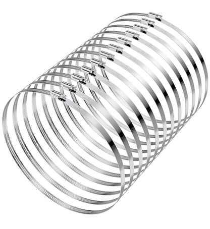 12Pack 10 inch Hose Clamps,Stainless Steel Large Hose Clamp Adjustable from 9-1/4"-10"/235-254mm,Metal Worm Gear Duct Clamp for Dryer Vent Hose,Fuel Line,Plumbing,Automotive,Exhaust,Radiator,Garden - size: 10 inch (9-1/4" - 10")