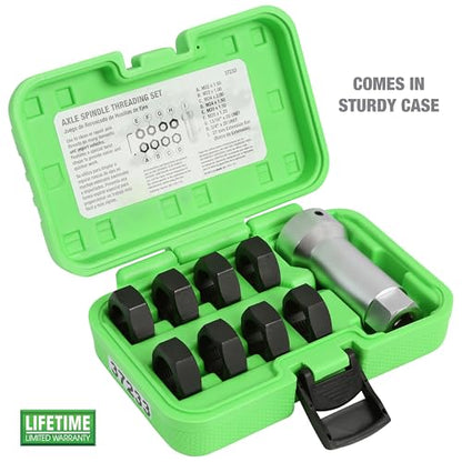 OEMTOOLS Axle Spindle Rethreading Tool Kit for Damaged Axle Spindles | Thread Repair Kit, Metric and SAE Thread Chaser Kit for Universal Fit, Green Storage Case Included