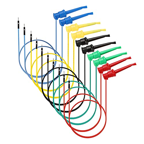 Sumnacon 10Pcs Test Hook to Male Jumper Wires - 26 AWG Binding Post to Solderless Breadboard Jumper Leads, Soft Silicone Flexible Test Leads for Electrical Testing