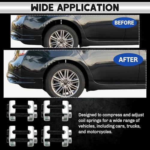 Coil Spring Spacers 4PCS 2-Way Adjustable Lift Or Lower Spring Spacer | Coil Spring Compressor Tool Strut Spring Compressor for Cars SUVs Trucks, Spreads or Compresses Coil Springs