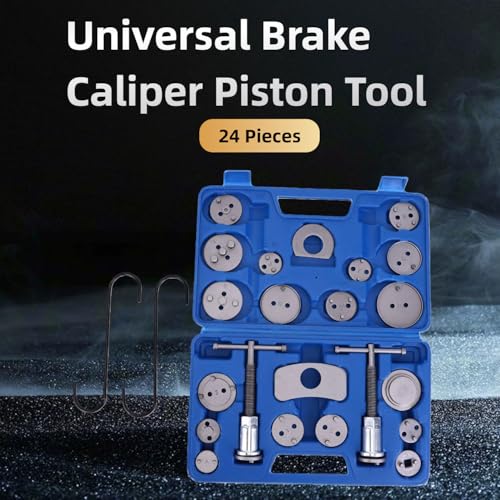 WEEK NINE 24pc Brake Caliper Compression Tool Set, Heavy Duty Brake Piston Compressor and Wind Back Tool Kit for Brake Pad Replacement, Universal Disc Brake Caliper Tool Set (Blue) - color: Blue