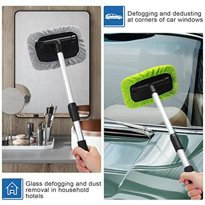 Frienda 3 Set Windshield Cleaner Tool Inside Car Window Cleaner Tool with 3 Extendable Handle 9 Reusable Microfiber Pads and 3 Spray Bottles for Auto Home Interior Exterior Glass Cleaning (Multicolor) : Automotive