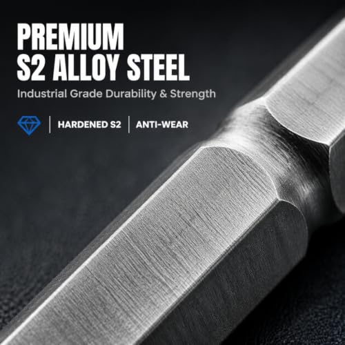 VESTTIO Ball End Hex Head Metric Allen Wrench Drill Screwdriver Bit Set 7PCS 1/4 Inch Hex Shank 2.56 Inch/65 mm Length S2 Steel with Magnetic for Power Screwdriver Drill Impact Driver | Industrial S2 alloy steel, 1/4 inch hex shank, magnetic tips, metric