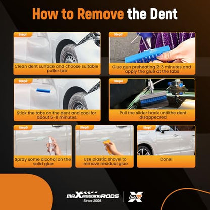 maXpeedingrods Car Dent Puller Kit, Auto Body Dent Repair Kit for Dent Removal, Slide Hammer T-bar Dent Puller with 40 PCS Puller Tabs, for Car Refrigerator Metal Surface Dent Remover, 47 PCS - size: 47 PCS