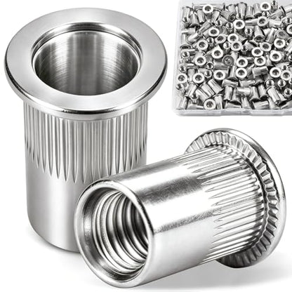 190Pcs M5 Rivnut, 304 Stainless Rivet Nut Flat Head Threaded Insert Nutsert for Metal, Sheet Metal, Automotive - size: SS M5 190pcs