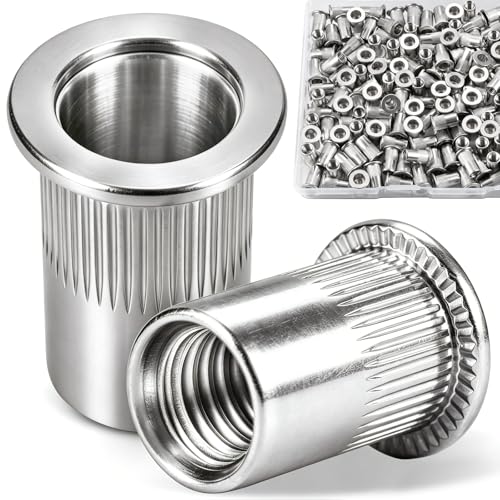190Pcs M5 Rivnut, 304 Stainless Rivet Nut Flat Head Threaded Insert Nutsert for Metal, Sheet Metal, Automotive - size: SS M5 190pcs