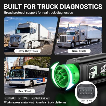 ANCEL HD210 Heavy Duty Truck Scanner, Speed Limit & Idle Adjust for Volvo and International MaxxForce Engines, Bluetooth Diesel Truck Scanner, Full-System HDOBD/OBD2 Scan Tool, Lifetime Free Updates