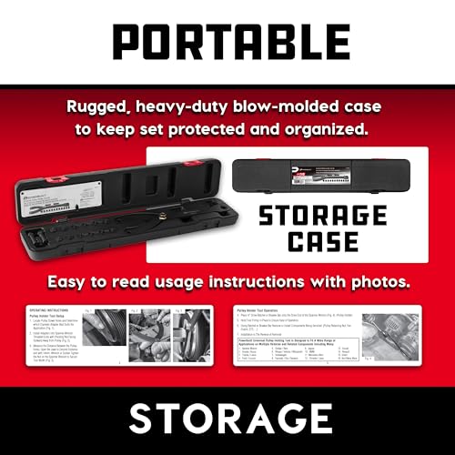 Powerbuilt Universal Pulley Holder Tool Kit, Hold Pulleys Servicing Vehicle Belts, Water Pumps, Camshafts, Crankshafts, Clamp - 647876 - style: 16 Piece