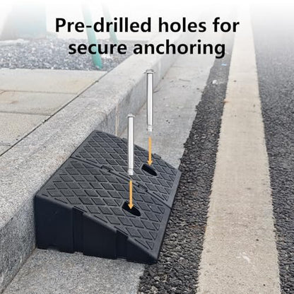2Pack Plastic Curb Ramp for Driveway, Each 5.12" H x 10.63" W x 9.52" L, Extensible for Low Cars, Motorcycle,Bike, Cart Lawn