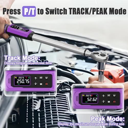 ANPUDS Digital Torque Wrench Set 3/8" & 1/2" Drive, ±1% Accuracy | 0.66-44.25 Ft-lb & 3.76-250.75 Ft-lb, Electric Torque Wrench with Vibration/Buzze/LED Flash Alert, for Car Motor Bike Repair - size: 3/8" (0.66-44.25 Ft-lb) & 1/2" (3.76-250.75 Ft-lb)