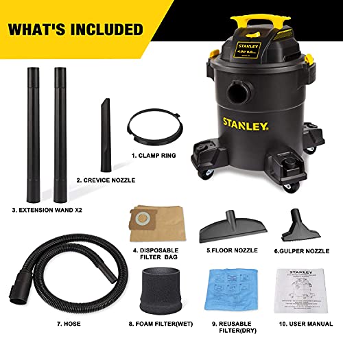 Stanley - SL18116P Wet/Dry Vacuum, 6 Gallon, 4 Horsepower Black - size: 6 Gallon, 4.0 HP AC
