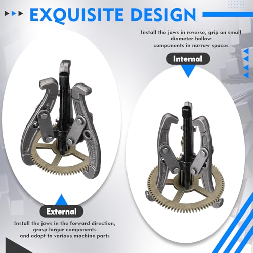 Gear Puller Set, 3" 4" 6" 3 Jaw Puller Kit Forged Pulley with Reversible Jaws Bearing Removal Tool Kit