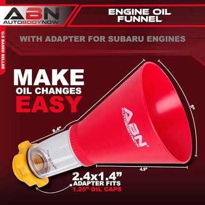ABN Automotive Funnel - Engine Oil Funnel Compatible with Subaru for Use as Oil Change Funnel with No Spill with Adapter - size: Subaru