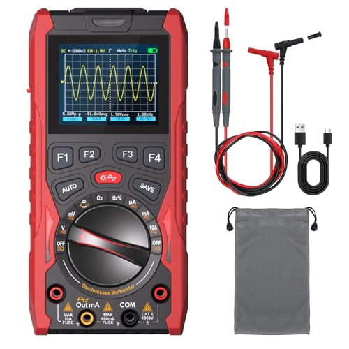 3-in-1 Handheld Oscilloscope Multimeter with Signal Generator, 12MHz Bandwidth 50MS/s Portable Digital Oscilloscope Multimeter, True RMS Auto-Ranging, 1500mAh Battery for Electronics Repair - size: HO-13