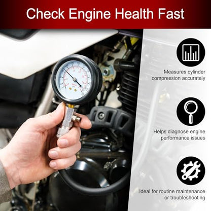 Tusk Compression Tester, Engine Cylinder Pressure Test Gauge Kit for Gasoline Engines