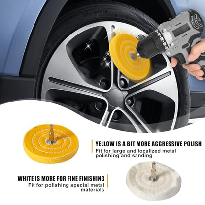 Drill Buffing Wheel Kits 9pcs, Polishing Wheel with Green Compound, High Density Polisher Buffing Wheels for Metal, Jewelry, Car, Aluminum, DIY Buffing & Finishing - size: 9PCS
