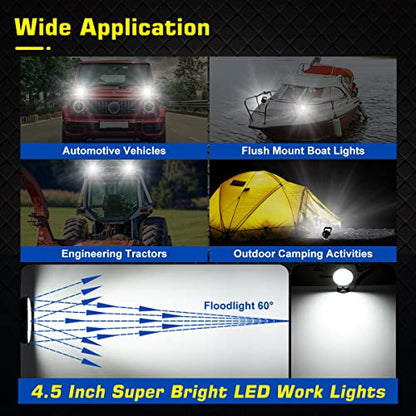 Magnet Light Bar, Magnetic Base, Cigarette Lighter Powered, Portable LED Flood Light Work Lamp for Car Off-road SUV Trailer Tractor Truck Engineering Maintenance Garage Camping (27W Round)